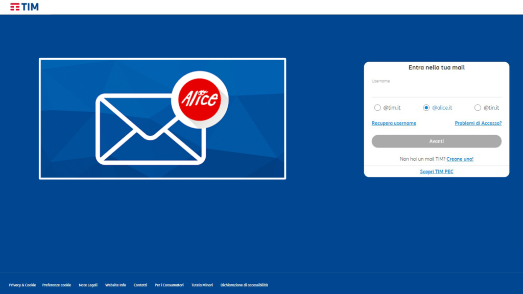 Come accedere in Tim (Alice) Mail